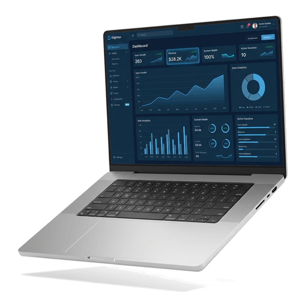 Aperçu de tableau de bord sur ordinateur portable